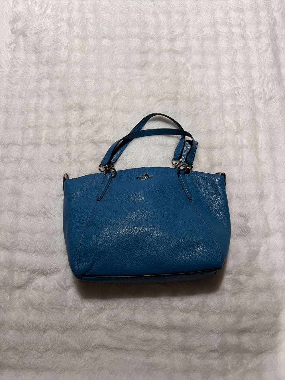 Coach Pebbled Leather Satchel - Teal Blue
